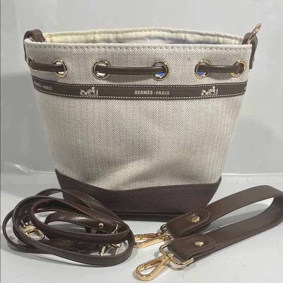 Upcycled Hermes Dustbag Brown and Cream Women's Bag - Picture 2 of 3